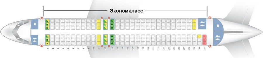 Схема салона Airbus A320ceo Qanot Sharq
